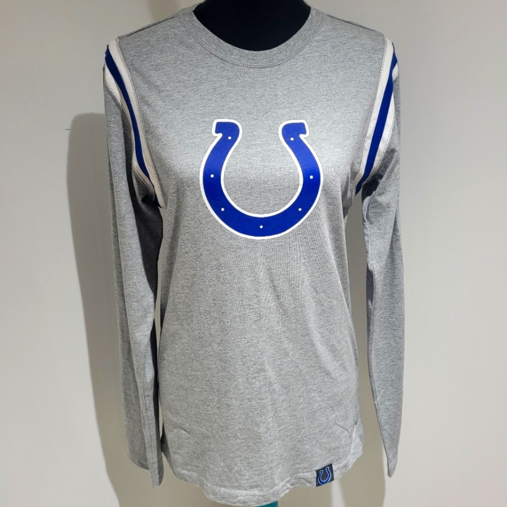 Nike NFL Women's Indianapolis Colts Cotton Long Sleeve T-Shirt Small Gray Blue